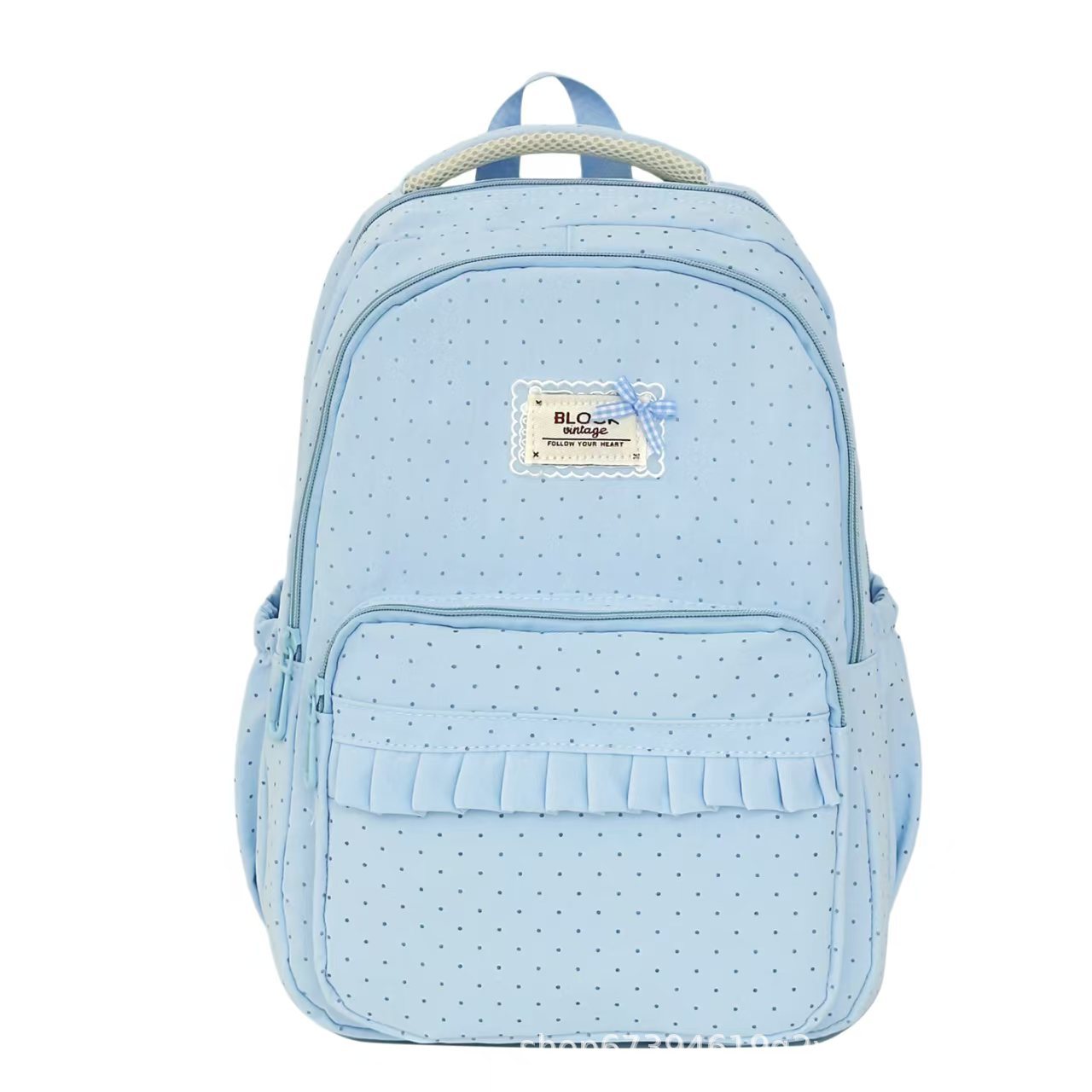 Stylish Polka Dot Ruffled Backpack Bowlift