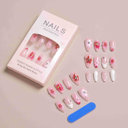 Elegant Floral Design Press-On Nail Set Acalora