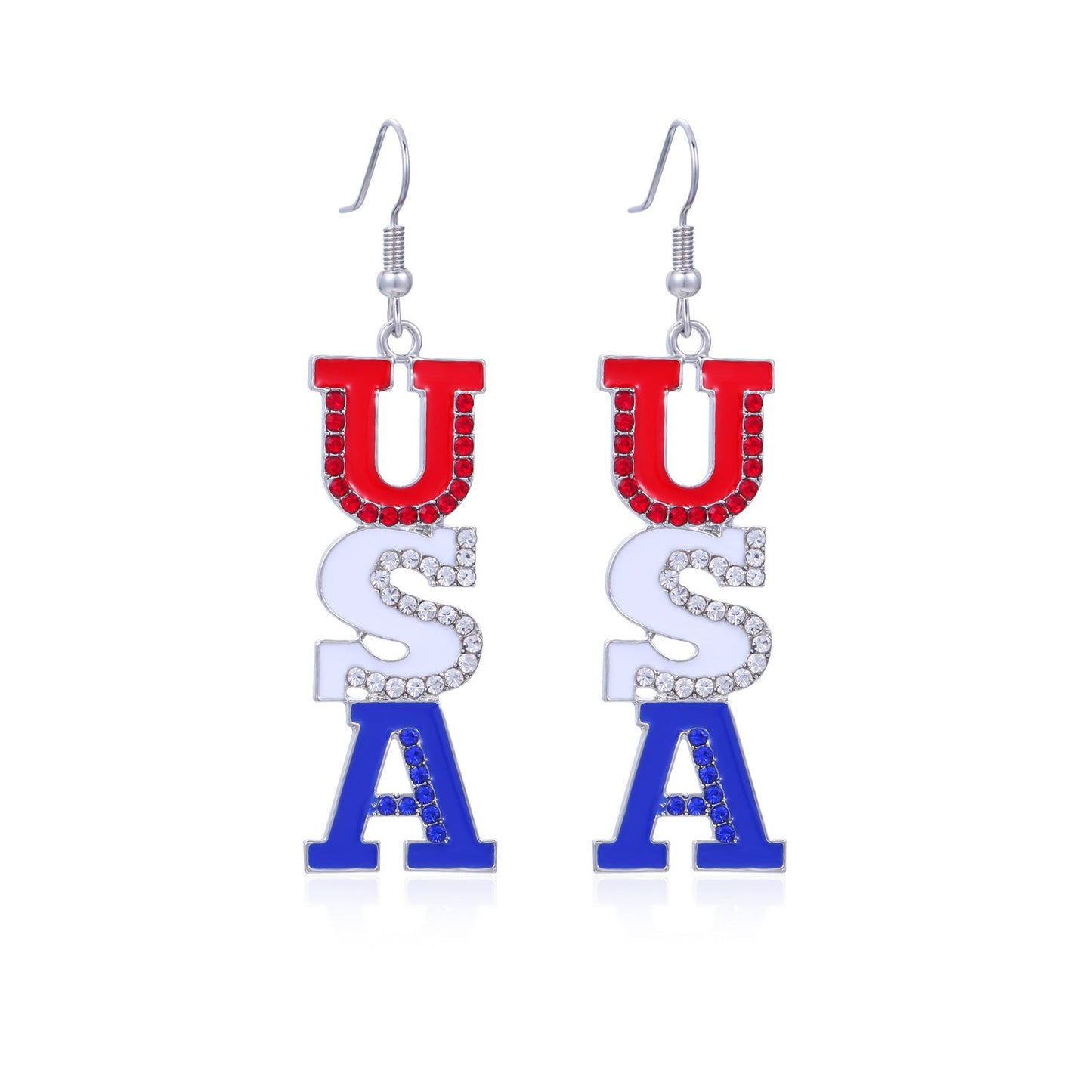 Women's lightweight star earrings with enamel flag design and fishhook Kalsten