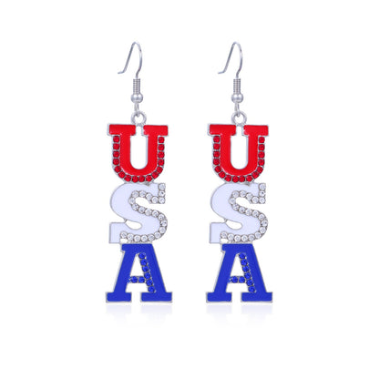 Women's lightweight star earrings with enamel flag design and fishhook Kalsten