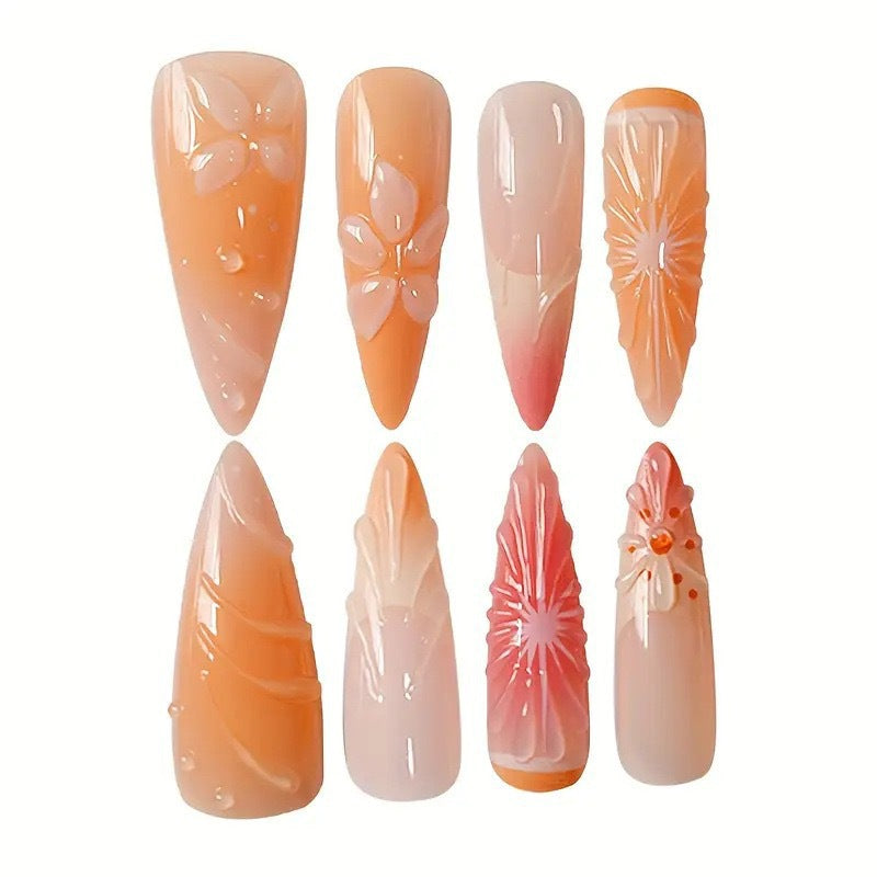 Exquisite Floral Press-On Nail Art Acalora