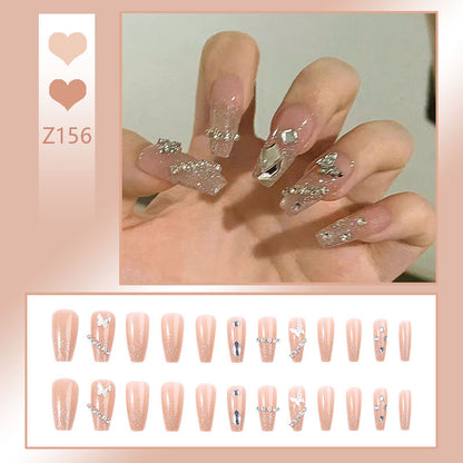 Glamorous artificial nails with sparkling rhinestones and elegant designs Acalora