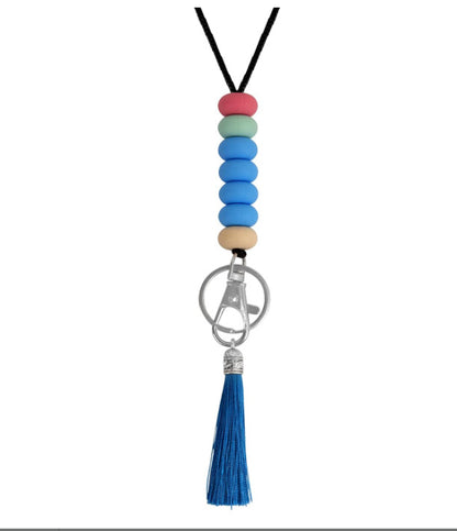 Colorful Beaded Keychain Lanyard with Tassel Acalora