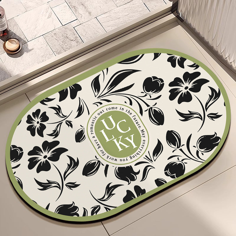 Oval Floral Bath Mat