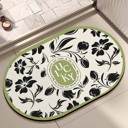 Oval Floral Bath Mat