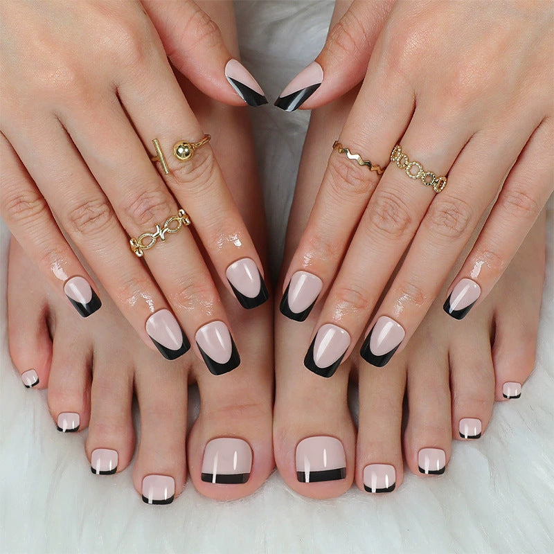 Stylish Press-On Nail Set with Elegant French Tip Design Acalora