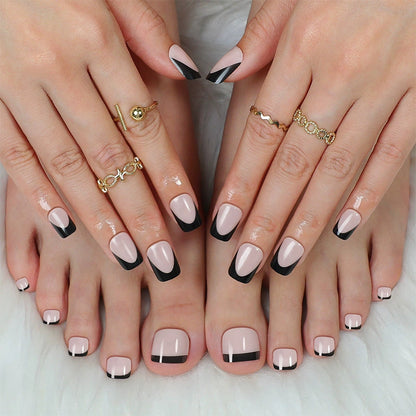 Stylish Press-On Nail Set with Elegant French Tip Design Acalora