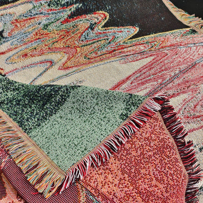 Artistic Surfing Scene Tapestry Throw Blanket