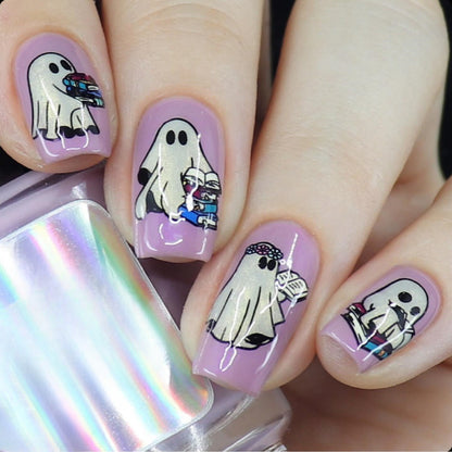 Artificial nails with playful ghost design Acalora