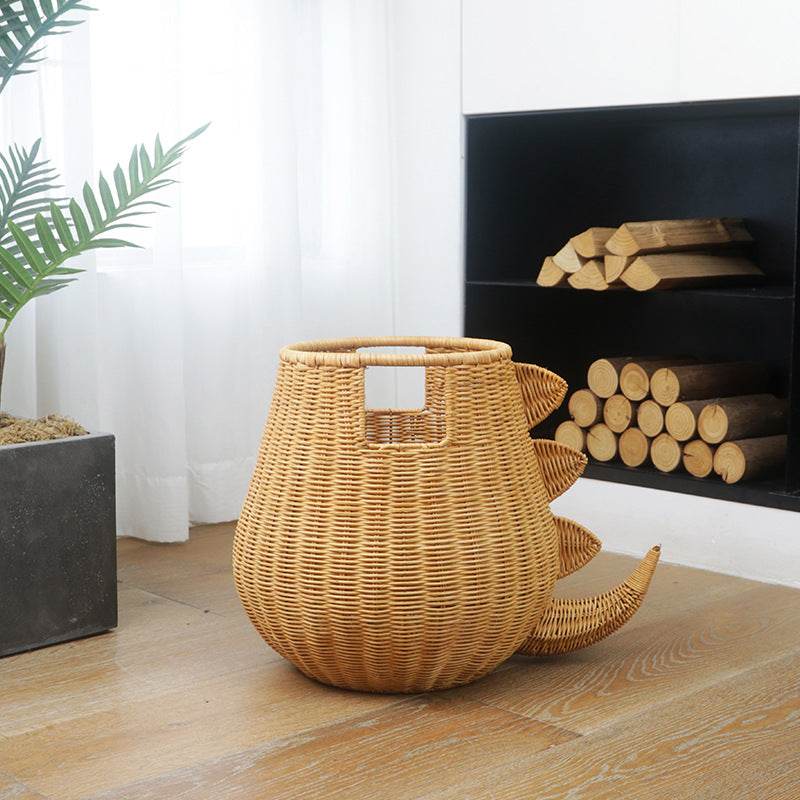 Creative Dinosaur-Shaped Woven Storage Basket Acalora
