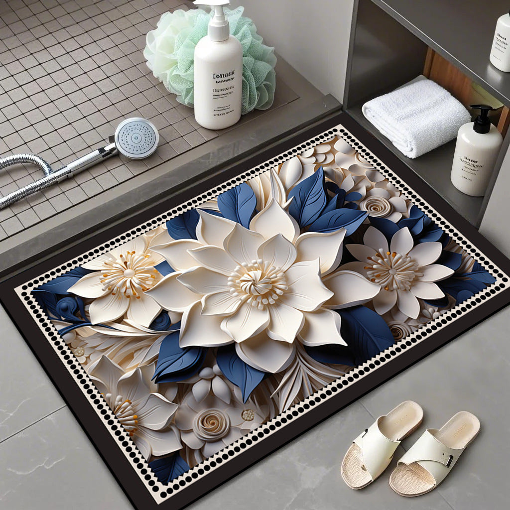 Floral Patterned Comfort Bath Mat Acalora