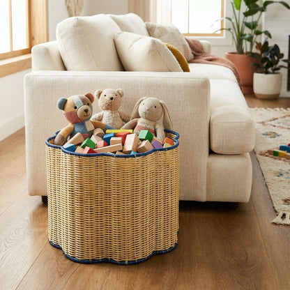 Decorative Scalloped Woven Storage Basket Acalora