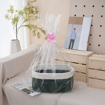Natural storage basket with ribbons Acalora