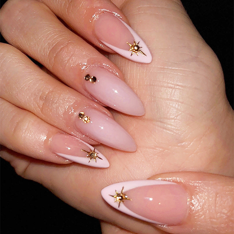 Stylish Press-On Nail Art Set with Floral and Gem Accents Acalora