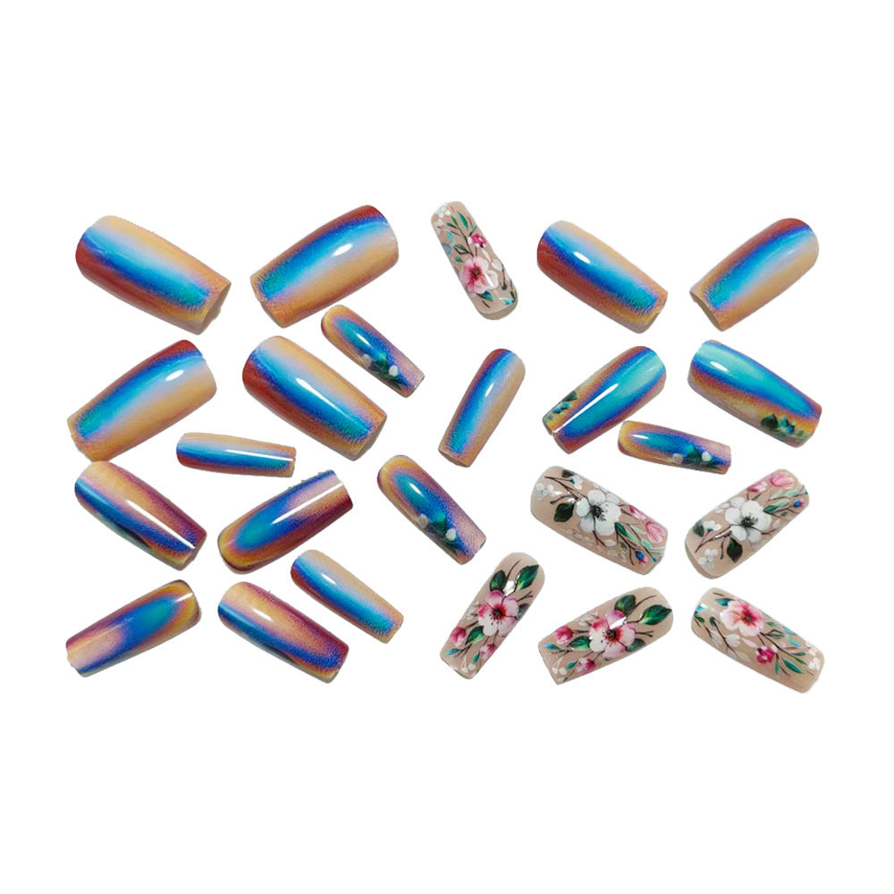 Artificial nails with floral and holographic accents Acalora