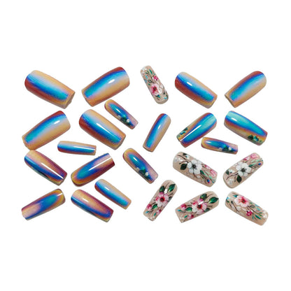 Artificial nails with floral and holographic accents Acalora