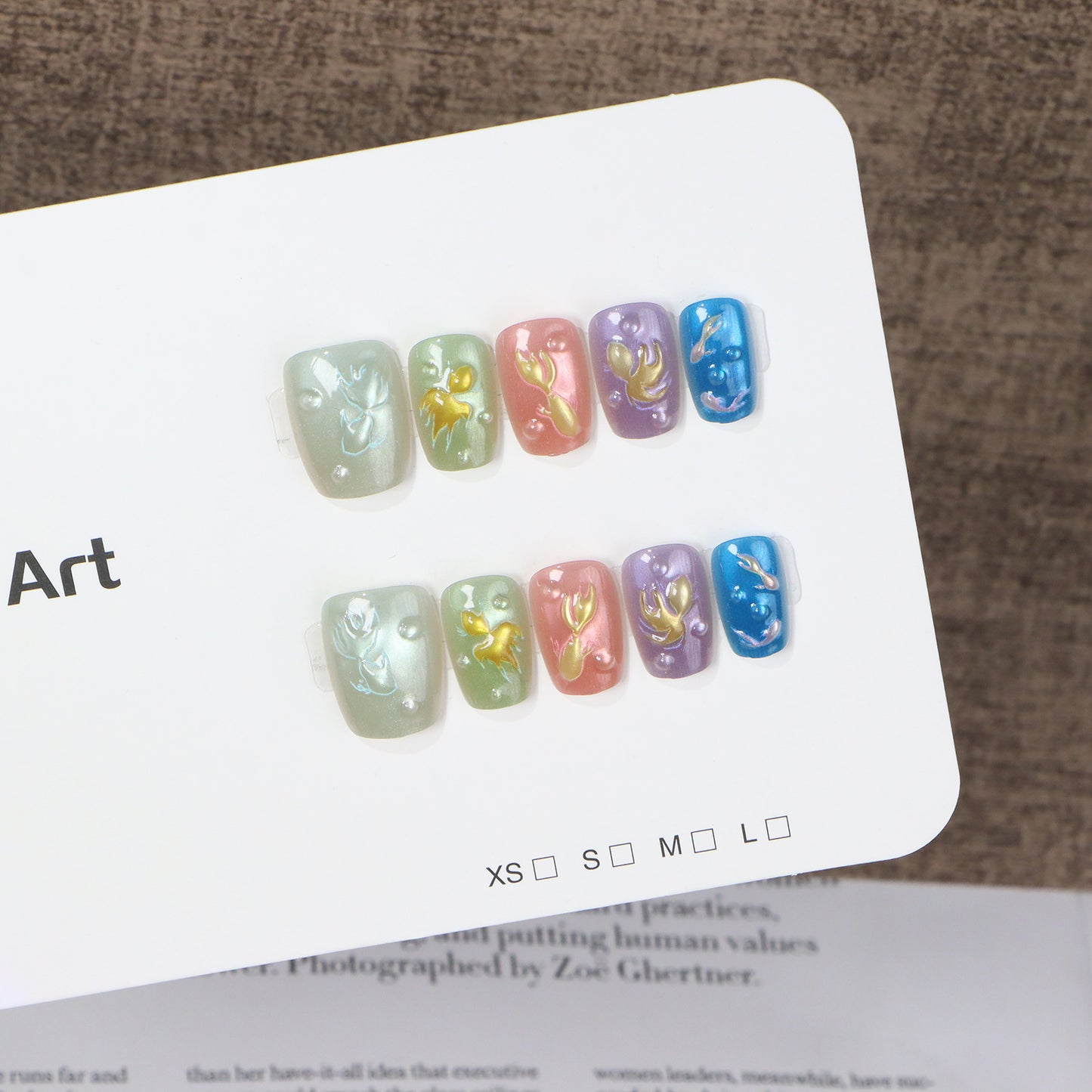 Artistic Press-On Nail Set with Floral Patterns Acalora