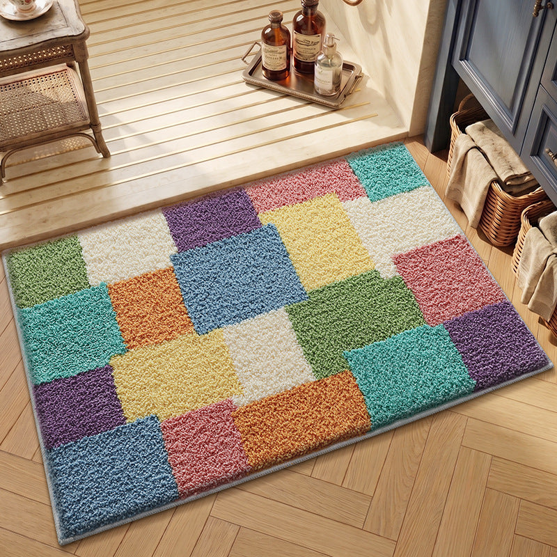 Textured Geometric Bath Rug