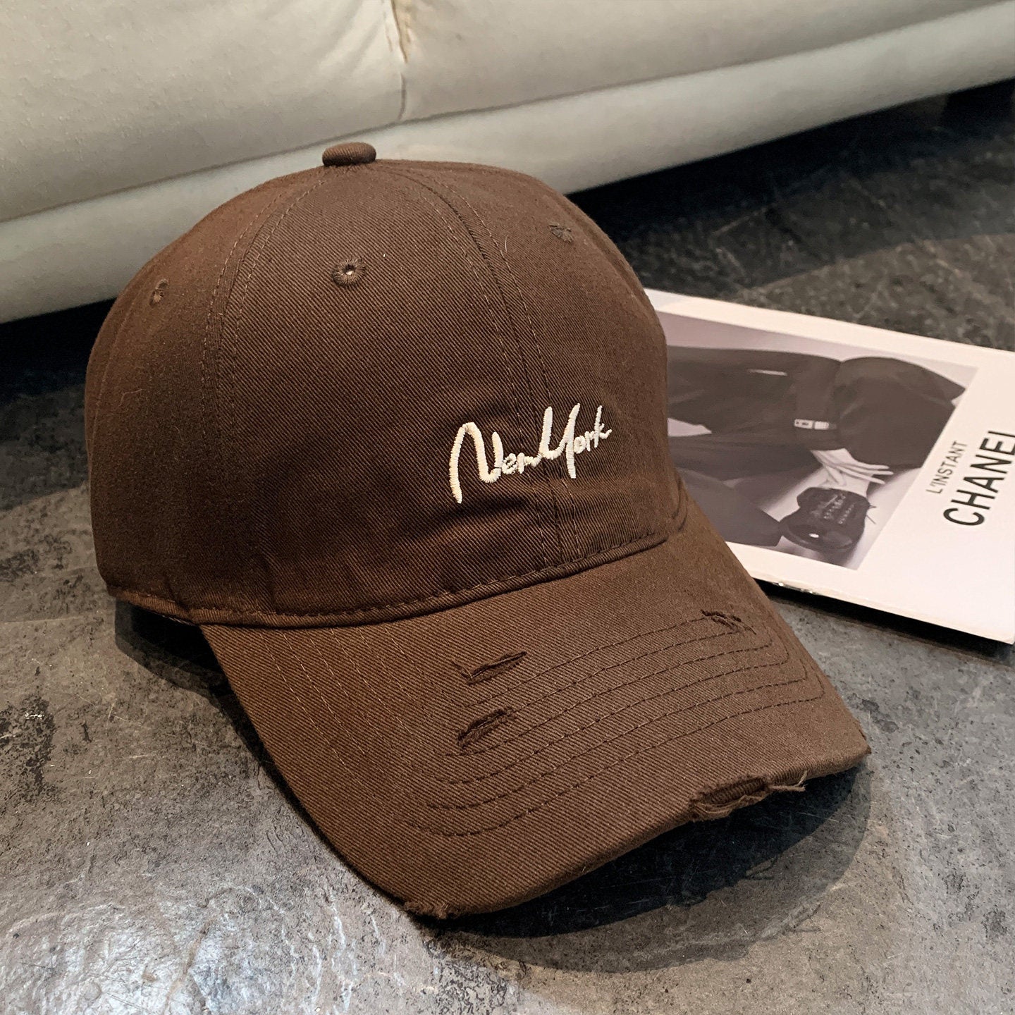 Distressed Cotton Baseball Cap