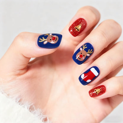 Artificial nail set with festive Christmas design and creative motifs Acalora