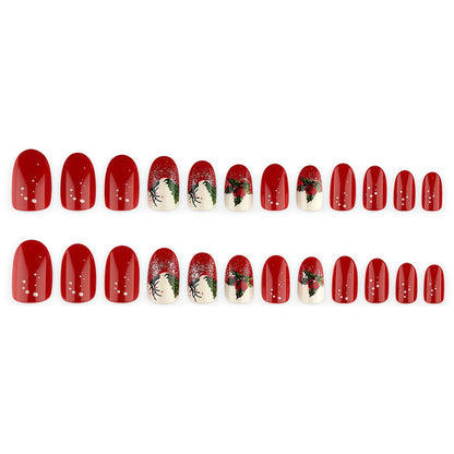 Christmas art nails with festive glitter pattern and Christmas motifs Acalora