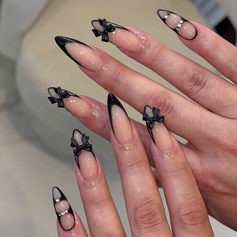 Ombre Press-On Nail Set with Decorative Elements Acalora