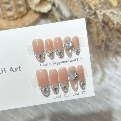 Elegant Rhinestone-Accented Press-On Nail Tips Acalora