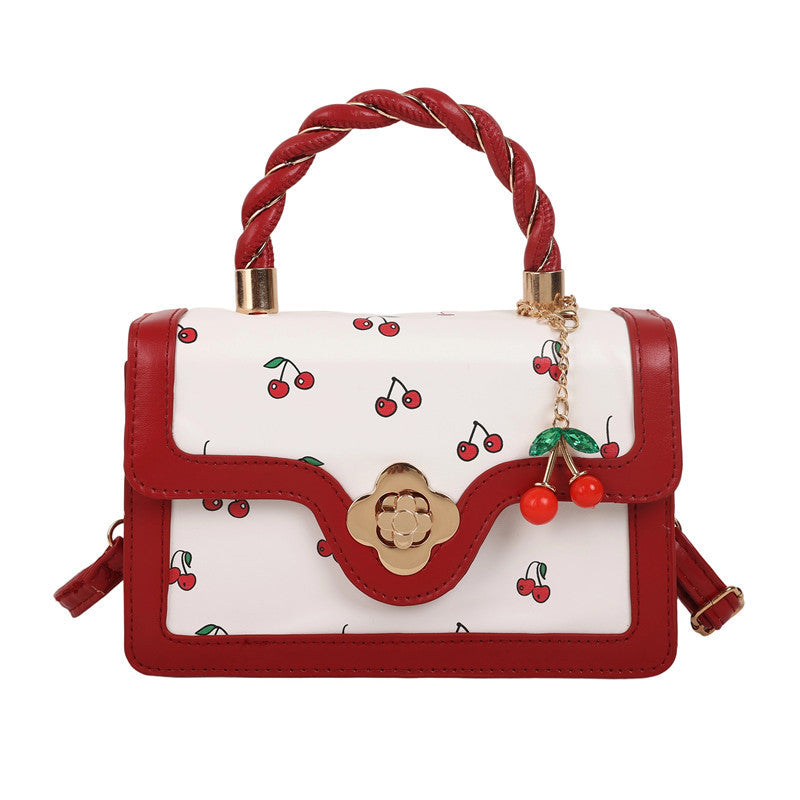 Playful Cherry Print Mini Satchel Handbag Acalora