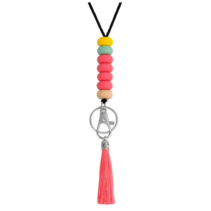 Colorful Beaded Keychain Lanyard with Tassel Acalora
