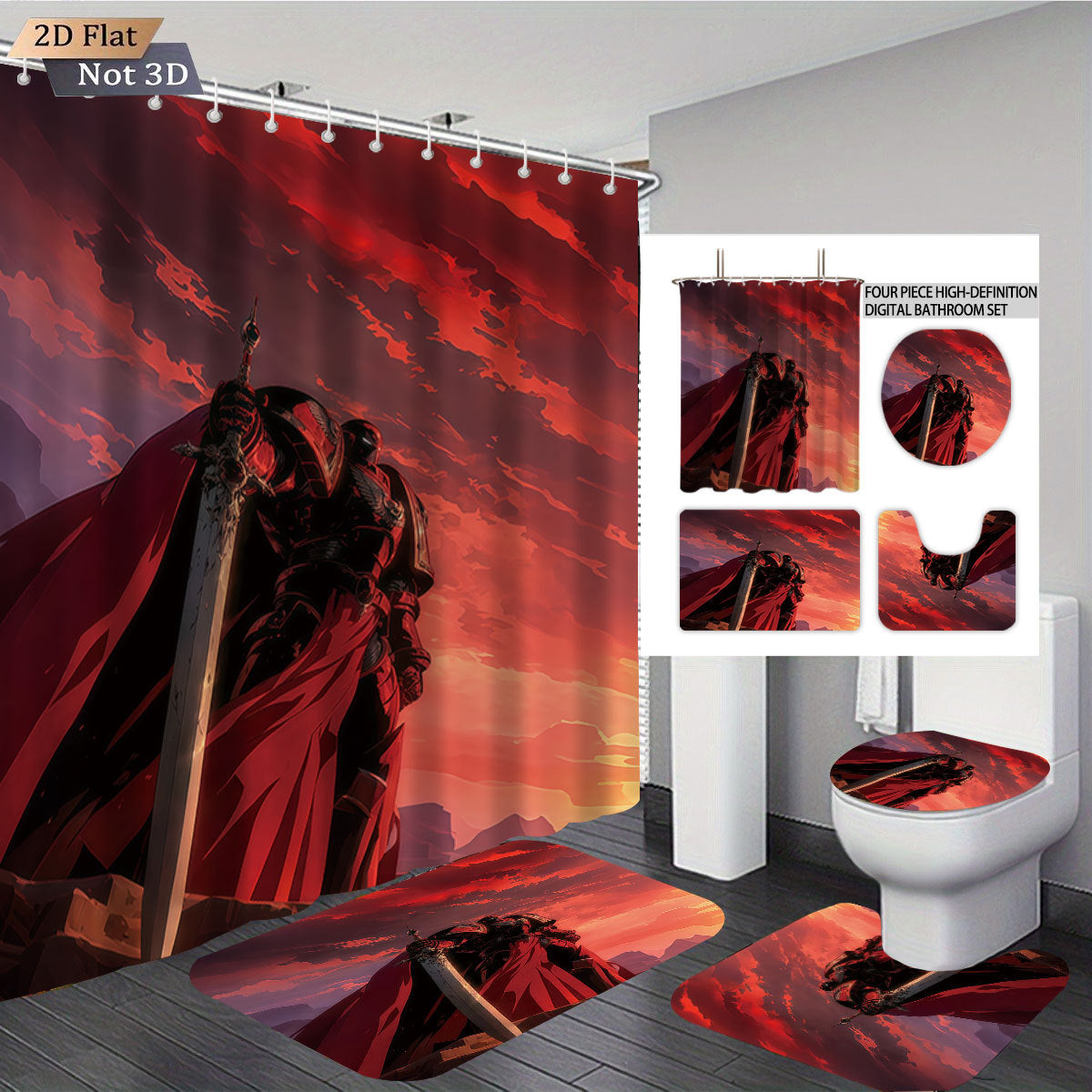 Digital Fantasy-Themed Bathroom Decor Set