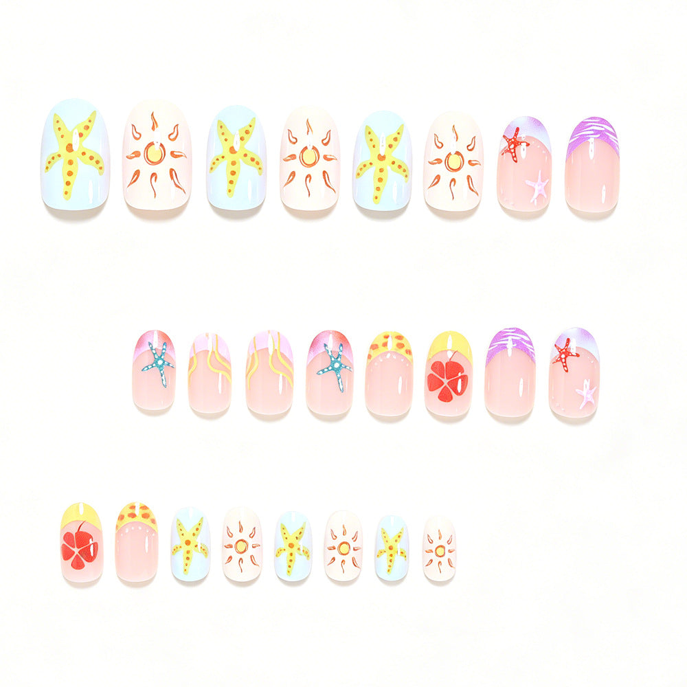 Artistic Summer-Themed Press-On Nail Art Acalora