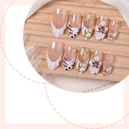 Elegant Floral Themed Press-On Nail Art Acalora