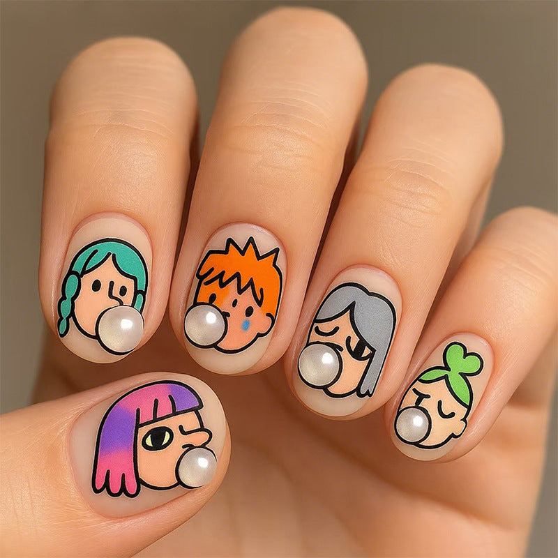 Cartoon-Themed Press-On Nail Art Set Acalora