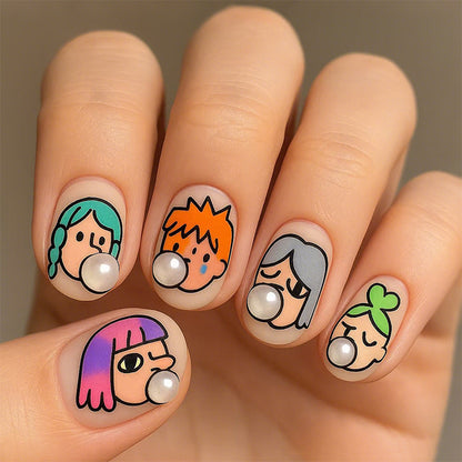 Cartoon-Themed Press-On Nail Art Set Acalora