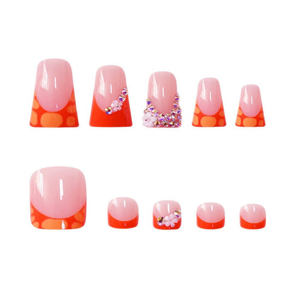 Decorative Press-On Nail Set with Vibrant Shapes and Gems Acalora