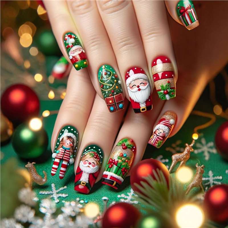 Festive Holiday Themed Nail Art Acalora
