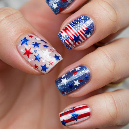Artificial nails with patriotic star design Acalora
