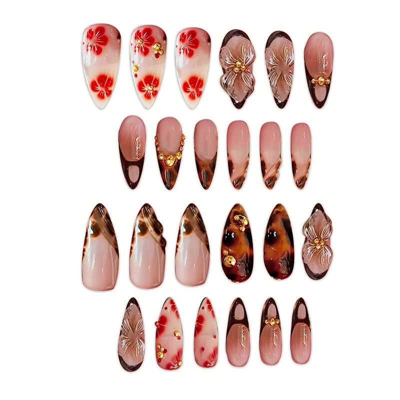 Artistic 3D Floral Press-On Nail Art Set Acalora