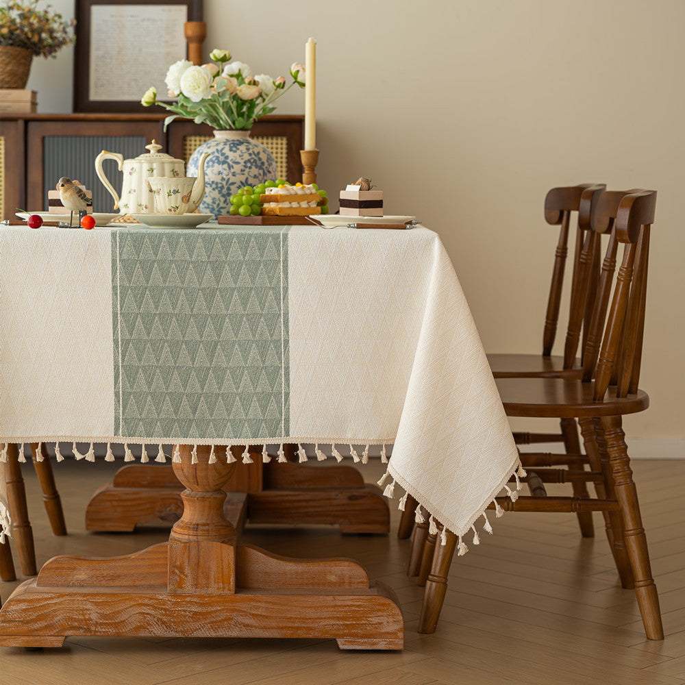 Decorative Tablecloth with Tassel Trim