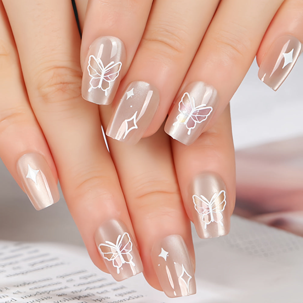 Artificial nails with floral and glittering design Acalora