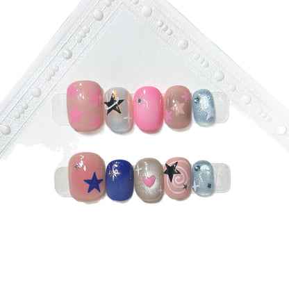 Decorative Nail Art Set with Star and Heart Accents Acalora