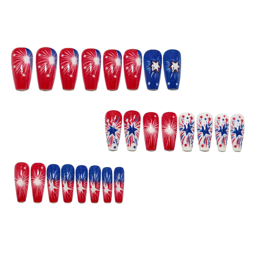 Artificial nails with festive star and fireworks design Acalora
