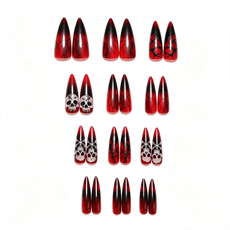 Artificial nail set with Halloween designs and elegant accents Acalora