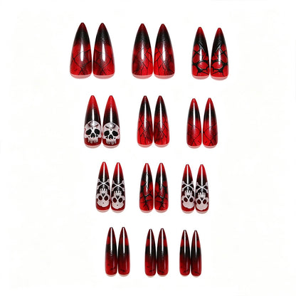 Artificial nail set with Halloween designs and elegant accents Acalora