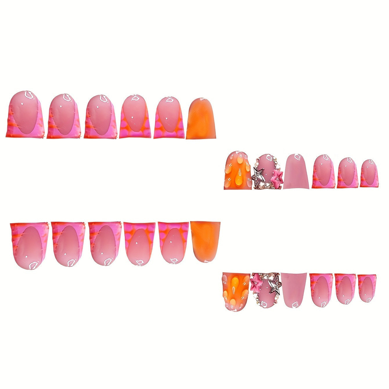Artistic Press-On Nail Extensions with Summer Theme Acalora