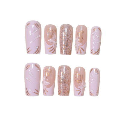 Decorative Long Press-On Nail Art Set Acalora