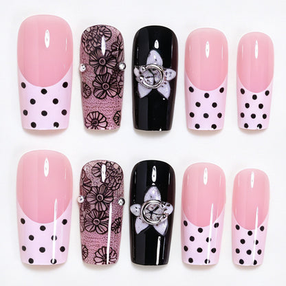 Floral Lace Design Press-On Nail Art Acalora