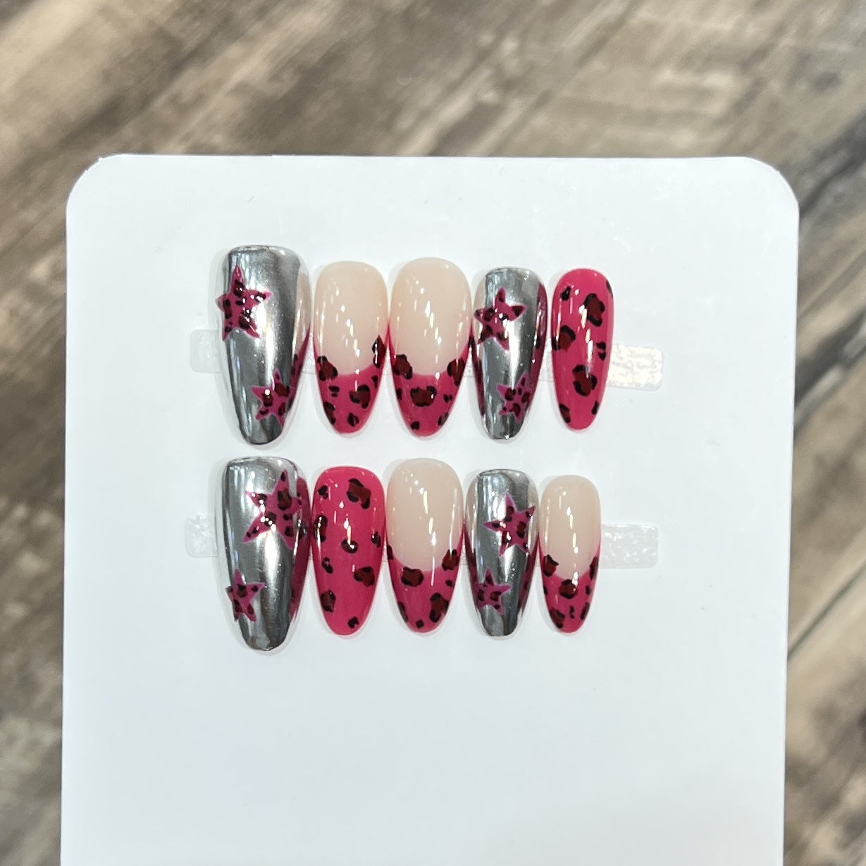 Stylish Stiletto Press-On Nail Set with Artistic Printed Designs Acalora