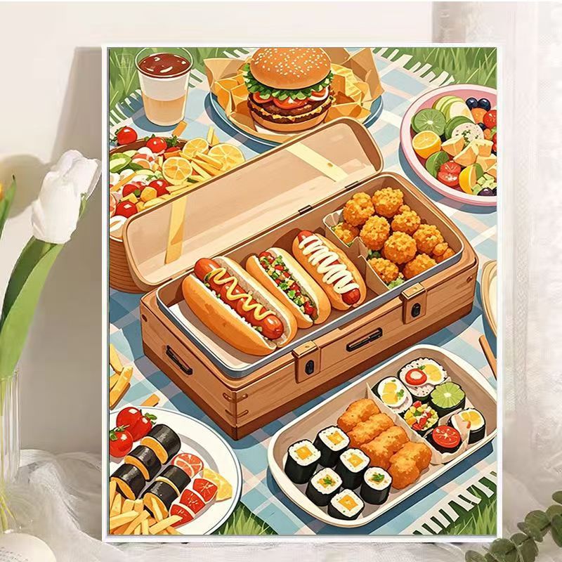 Picnic-Themed Food Illustration Wall Art