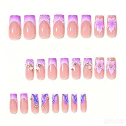 Decorative Floral Acrylic Nail Art Tips Acalora